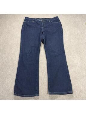 Lands' End Women's Fit 2 Bootcut Leg Petite Jeans - Size 14P Dark Wash